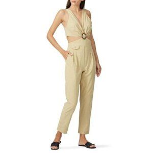 Nanushka Jumpsuit Amor Cut Out Cotton Twist On Waist  Deep V-Neck Yellow Small